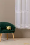 (2 méret) Volta hímzett sable függöny - Fehér - 210cm