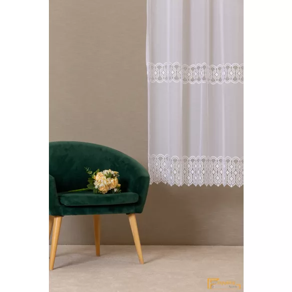 (2 méret) Volta hímzett sable függöny - Fehér - 280cm