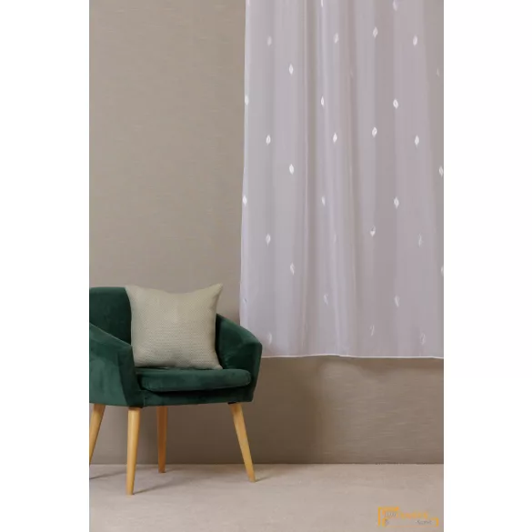 (2 szín 2 méret) Florin  nyírt sablé - Elegáns fehér ezüst falevelek -220cm 