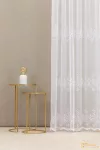 (3 méret) Lendva hímzett sablé fényáteresztő függöny-Fehér-160cm