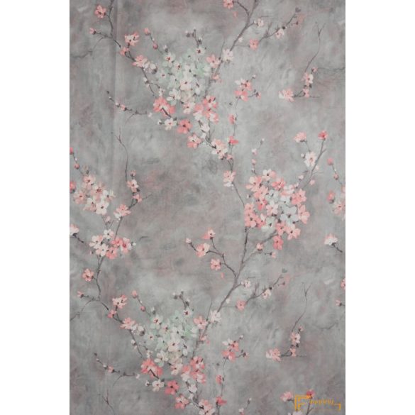 Sakura nyomott bársony dekorációs függöny-Ásványzöld-barack