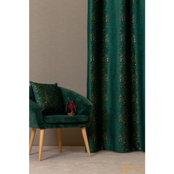 Karácsonyi ágak dekor függöny - Smaragd.