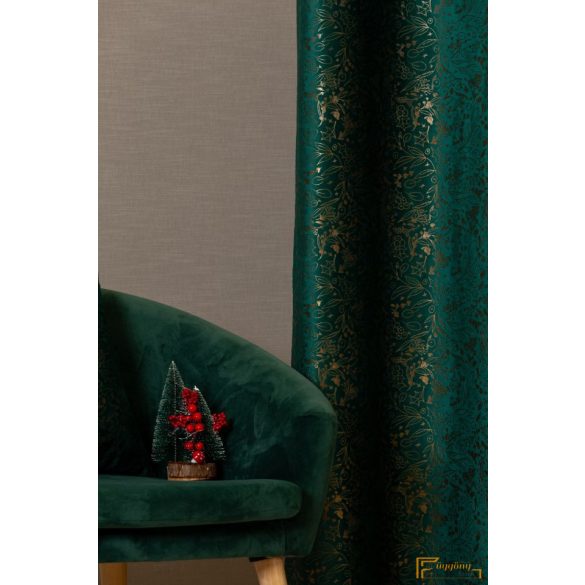 Karácsonyi ágak dekor függöny - Smaragd.