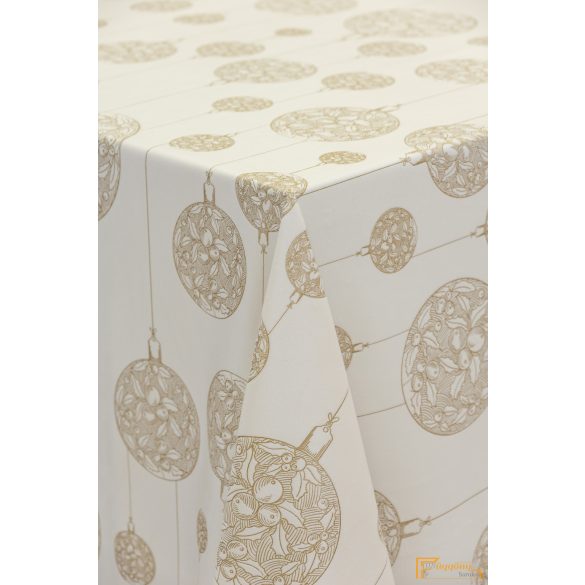 (2 szín) LUMI karácsonyi bársony - Elefántcsont alapon arany minták - 300cm