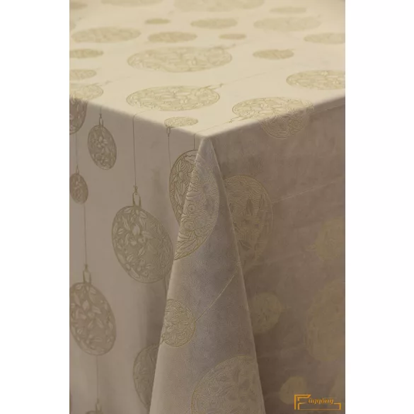 Karácsony mintás asztalterítő -LUMI bársony - Cappuccino alapon arany minták -300cm