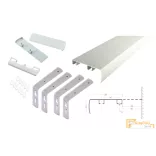 (9 szín 16 méret) DecoLino Design karnis szett oldalfali tartóval (4,5méter) - Ezüst
