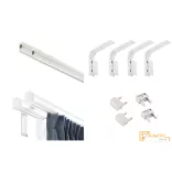 (6 szín 16 méret) Motivo kétsoros függöny karnis szett(4.5méter). Függönytartó karnis, rövid oldalfali szereléssel -  01 fehér