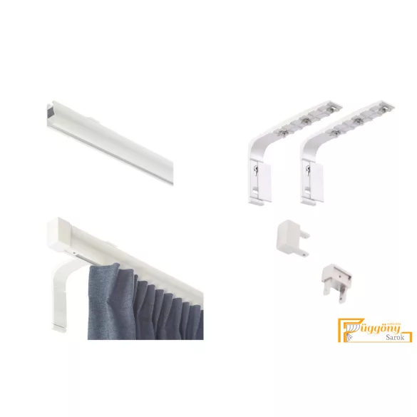 (6 szín 16 méret) Motivo egysoros függöny karnis szett(1.5méter). Függönytartó karnis, hosszú oldalfali szereléssel -  01 Fehér
