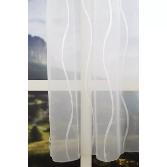 (2 méret 3 szín) R-6467 hullám mintás voile függöny 180cm -103 Ecru