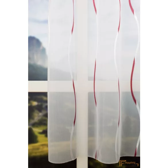 (2 méret 3 szín) R-6467 hullám mintás voile függöny 180cm -408 Bordó