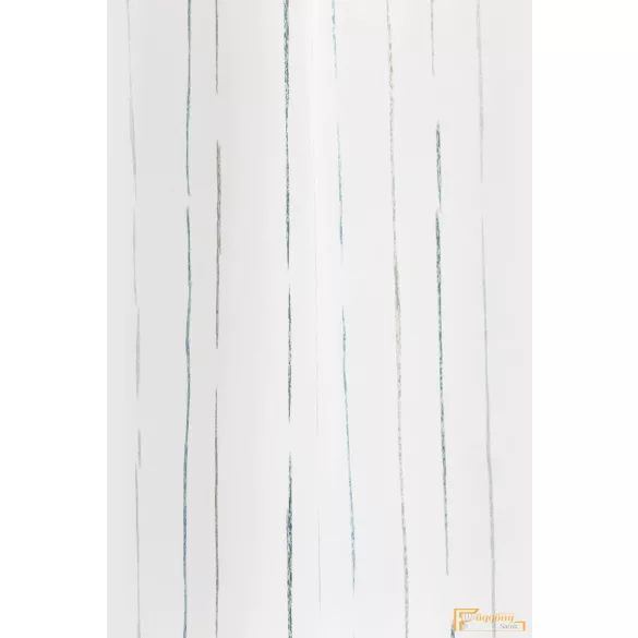 51163 csíkos függöny R-290cm- 608 fehér alapon kék mintázat