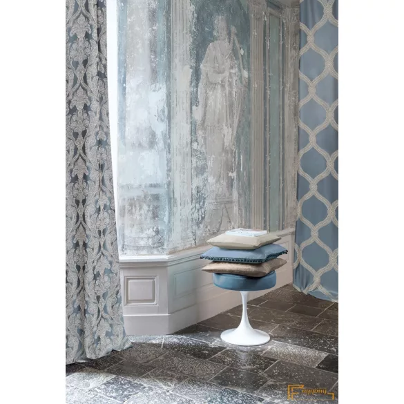 (3 szín) G21501 hímzett barokk mintás Prémium dekor függöny R-300 cm(601)-Denim