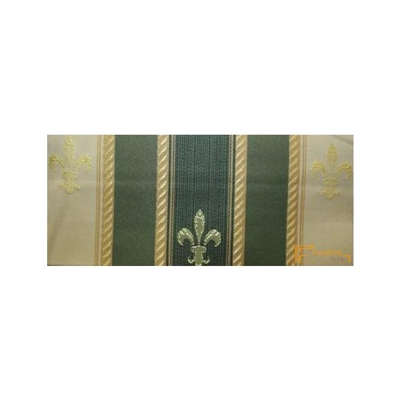 (10 szín) Classic Liliom mintás dekorfüggöny R-140 cm 105/45(12) Zöld-ecrü-arany csikos