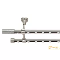   (2 szín 5 méret) Dupla fém belső sínes rúdkarnis szett Mennyezeti tartóval Ø19 mm - Matt króm -200cm
