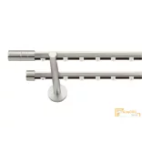 (5 szín 5 méret) Dupla fém belső sínes rúdkarnis szett Modern oldalfali szereléssel Ø19 mm - Matt króm -200cm