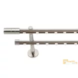 (5 szín 5 méret) Dupla fém belső sínes rúdkarnis szett Modern oldalfali szereléssel Ø19 mm - Inox -200cm