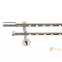   (5 szín 5 méret) Dupla fém belső sínes rúdkarnis szett Modern oldalfali szereléssel Ø19 mm - Inox -200cm