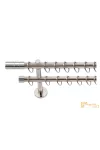 (7 szín 5 méret) Dupla fém rúdkarnis szett Modern oldalfali szereléssel Ø19 mm - Inox -200cm