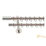 (7 szín 5 méret) Dupla fém rúdkarnis szett Modern oldalfali szereléssel Ø19 mm - Inox -200cm