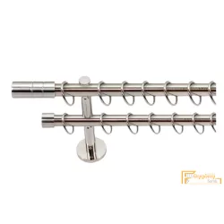   (7 szín 5 méret) Dupla fém rúdkarnis szett Modern oldalfali szereléssel Ø19 mm - Inox -200cm