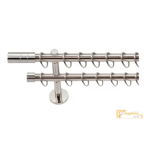 (7 szín 5 méret) Dupla fém rúdkarnis szett Modern oldalfali szereléssel Ø19 mm - Inox -200cm