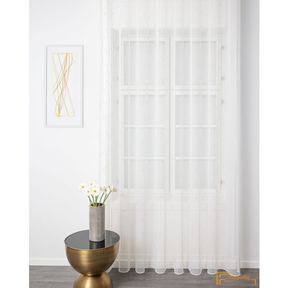 (2 szín 2 méret) 7256 beszőtt szable függöny - Ekrü alapon cappuccino színű beszövés -295cm