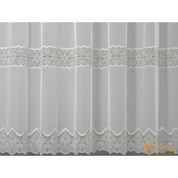 (3 szín) Linka selyem voile fényáteresztő - Fehér hímzéssel - 290 cm 