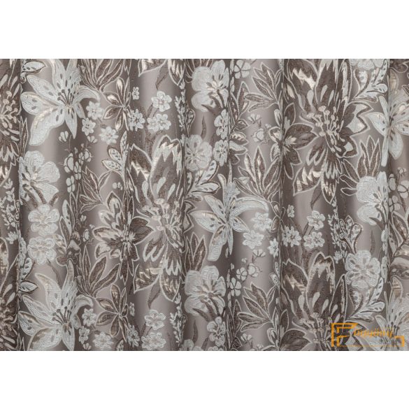 (6 szín) Meteora 3D mintával készült sötétítő függöny.305 cm. Cappuccino alapon bézs-őzbarna  virág minta