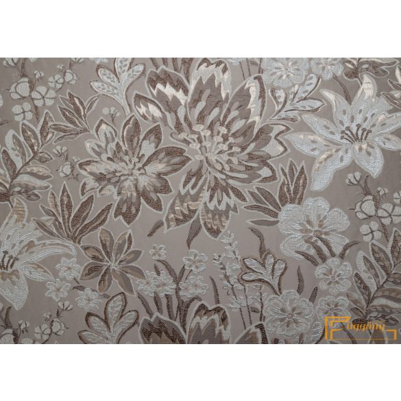 (6 szín) Meteora 3D mintával készült sötétítő függöny.305 cm. Cappuccino alapon bézs-őzbarna  virág minta