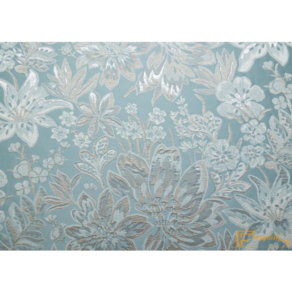 (6 szín) Meteora 3D mintával készült sötétítő függöny.305 cm. Vízkék alapon bézs virág minta