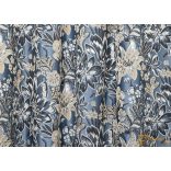 (6 szín) Meteora 3D mintával készült sötétítő függöny.305 cm. Azúrkék alapon bézs-sötétkék virág minta