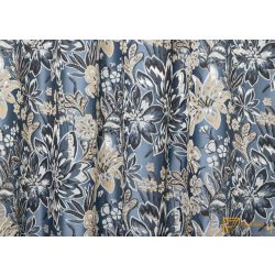   (6 szín) Meteora 3D mintával készült sötétítő függöny.305 cm. Azúrkék alapon bézs-sötétkék virág minta