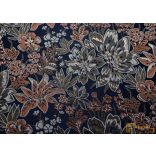 (6 szín) Meteora 3D mintával készült sötétítő függöny.305 cm. Sötétkék alapon terrakotta és fémes szürke színű virágok