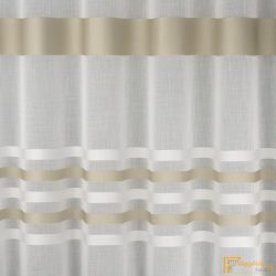   (5 szín) Tercia csíkos fényáteresztő függöny - Fehér alapon cappuccino és fehér csík -320cm