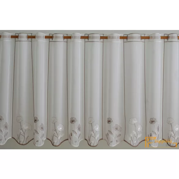 (3 méret) Hímzett vitrage függöny-Caffe latte -45 cm
