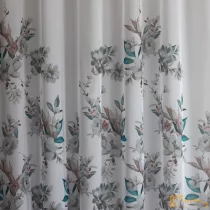   (2 szín) Lupita nyomott voile dekorációs függöny- szürke világoskék minta