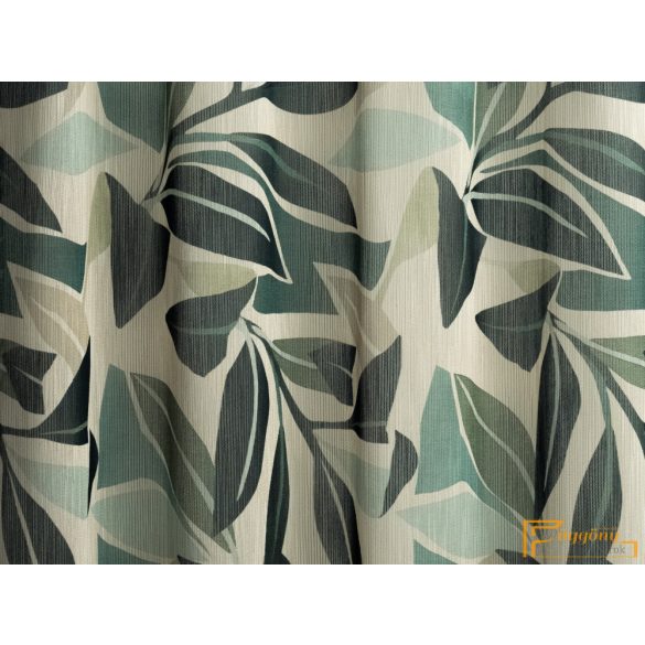(2 szín) Palma dzsungel mintás dekorációs függöny-haragoszöld-antracit