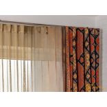 (6 szín) PASCAL dekor függöny -  Szürke alap terrakotta-arany modern mintás-320cm