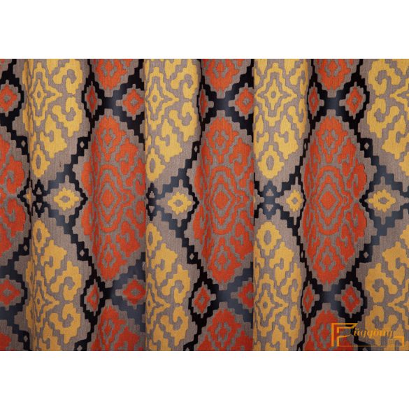 (6 szín) PASCAL dekor függöny -  Szürke alap terrakotta-arany modern mintás-320cm