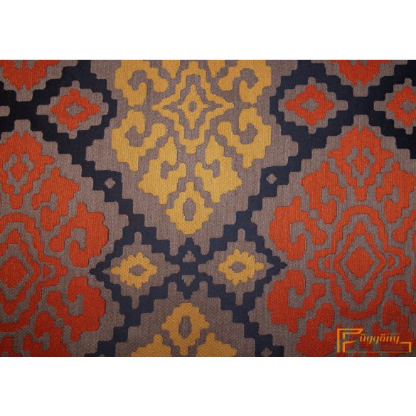 (6 szín) PASCAL dekor függöny -  Szürke alap terrakotta-arany modern mintás-320cm