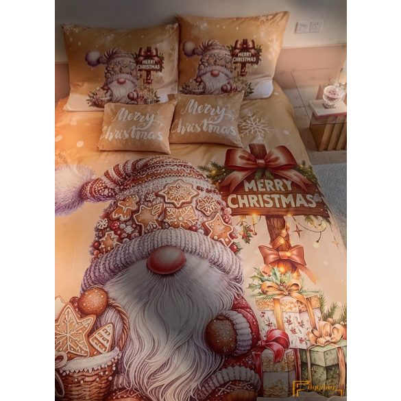 Karácsonyi 3 részes ágyneműhuzat 3D - Arany manó mézes kaláccsal