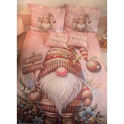   Karácsonyi 3 részes ágyneműhuzat 3D - Orchidea színű manó ajándékkal