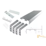 (9 szín 16 méret) DecoLino Design karnis szett oldalfali tartóval (3,5méter) - Ezüst metál
